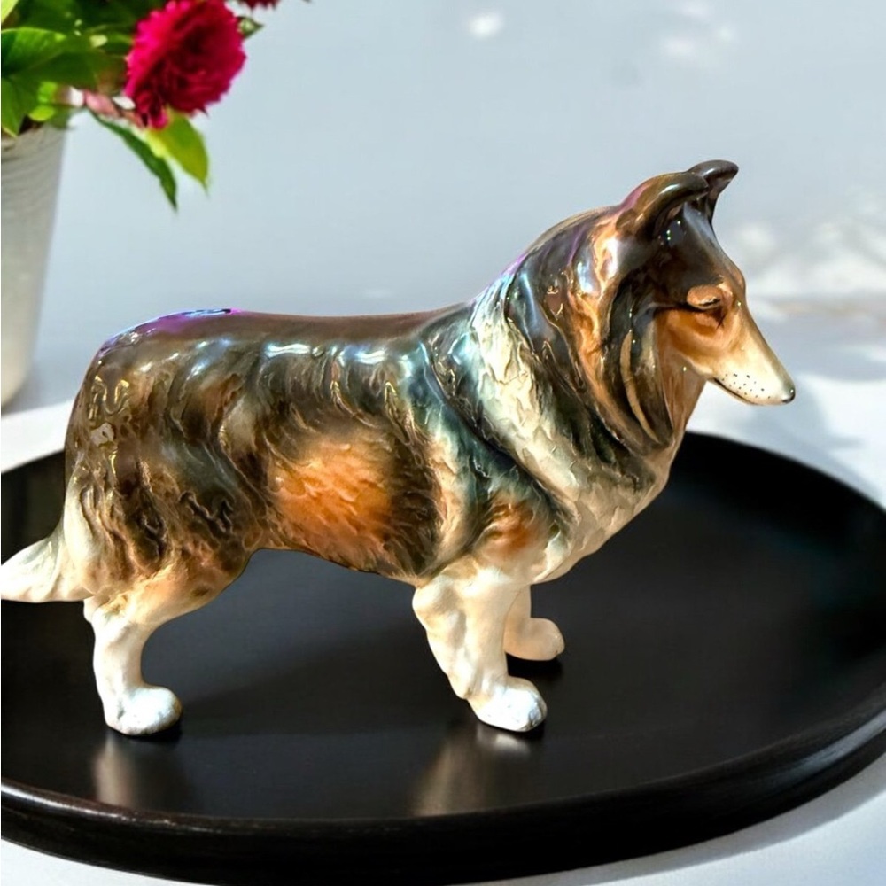 Collie Figurine Occupied Japan Porcelain Collie Dog Figurine
